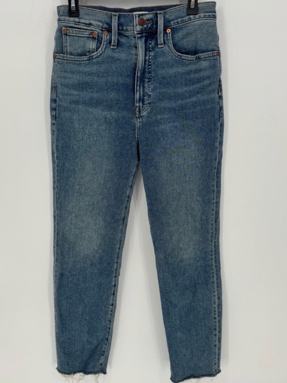 Madewell The Mom Jean Womens Size 28 Medium Wash High Rise Raw‎ Hem Denim